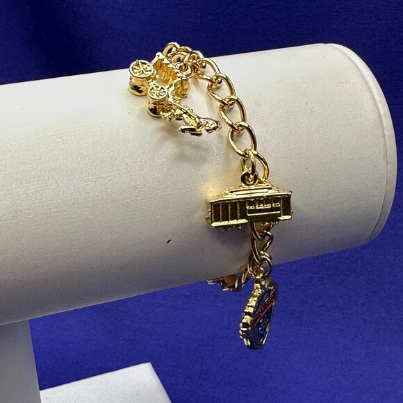 New Orleans Themed Gold-Tone Charm Bracelet - Picture 6 of 14